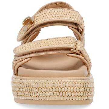 AMINUGAL Raffia Woven Flat Sandals for Women Casual Wide Width Espadrille Platform Sandals Women Comfortable Dressy Open Toe Beach summer sandals for women 2024 Size 8