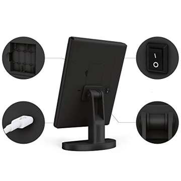 Lighted Makeup Mirror with 22 LEDs - Vanity Mirror with Lights - 10X/3X/2X Magnification and Touch Screen - 180 Degree Rotation - Cosmetic Make Up Trifold Table Light Up Mirrors for Travel (Black)
