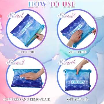 Paterr 7 Pcs Packing Cubes for Travel Kids Days of Week Compression Packing Cubes Colorful Luggage Organizers Suitcase Camp(Gradient)