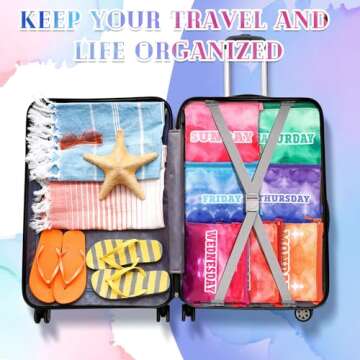 Paterr 7 Pcs Packing Cubes for Travel Kids Days of Week Compression Packing Cubes Colorful Luggage Organizers Suitcase Camp(Gradient)