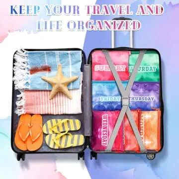 Paterr 7 Pcs Packing Cubes for Travel Kids Days of Week Compression Packing Cubes Colorful Luggage Organizers Suitcase Camp(Gradient)