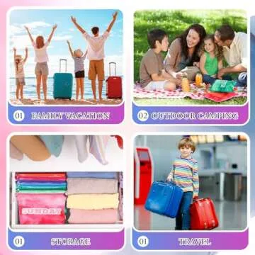 Paterr 7 Pcs Packing Cubes for Travel Kids Days of Week Compression Packing Cubes Colorful Luggage Organizers Suitcase Camp(Gradient)