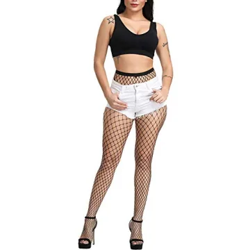 E-Laurels High Waist Fishnet Tights with Suspender Design