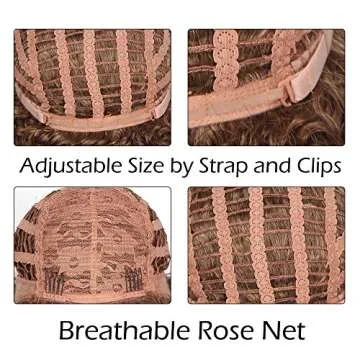 AISI QUEENS Afro Wigs For Black Women Short Kinky Curly Brown Mixed Blonde Synthetic Wig with Bangs Heat Resistant Wigs With Wig Cap