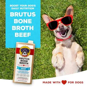 Brutus Beef Bone Broth for Dogs and Cats - All Natural Dog Bone Broth with Chondroitin Glucosamine &...