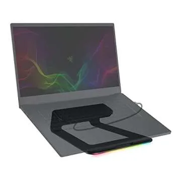 Razer Laptop Stand Chroma: 3-Port USB 3.0 Hub - Ergonomic Design - Anodized Aluminum Construction - Customizable Chroma RGB Lighting - Matte Black