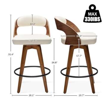 MEKLIBA Barstools Set of 2,Counter Height Bar Stools for Kitchen Island,26.8 Inch H Modern Upholster...