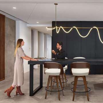 MEKLIBA Barstools Set of 2,Counter Height Bar Stools for Kitchen Island,26.8 Inch H Modern Upholstered Bar Chair, Swivel Counter Stools with Wood Back and Bamboo Legs (Beige-Pu)