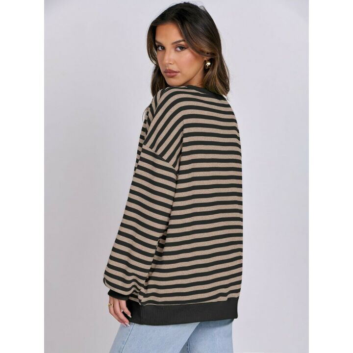 Trendy Oversized Striped Sweatshirt for Women