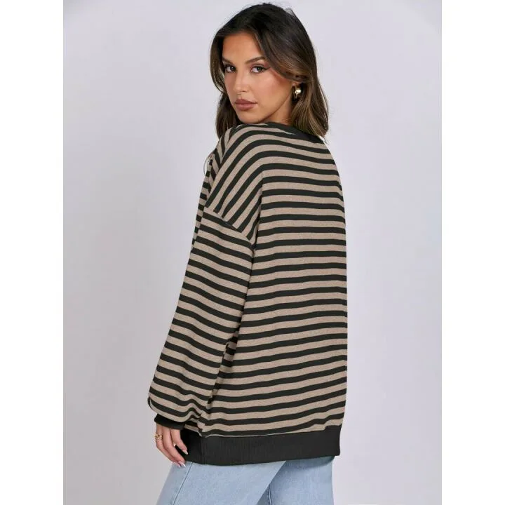 Trendy Oversized Striped Sweatshirt for Women