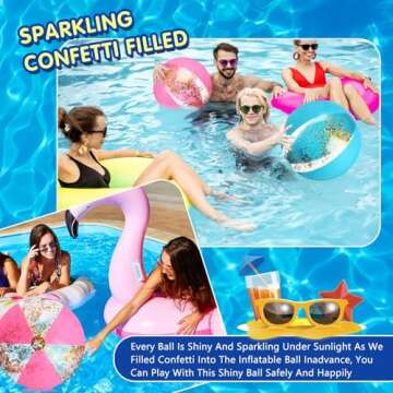 Syhood Glitter Beach Ball Set for Summer Fun