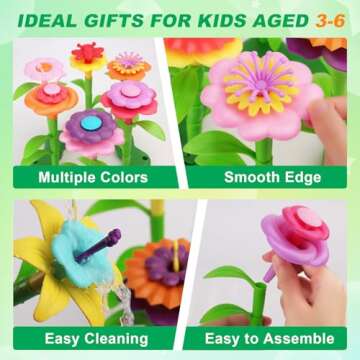 BIRANCO. Flower Garden Building Toys - Build a Bouquet Floral Arrangement Playset for Toddlers and K...