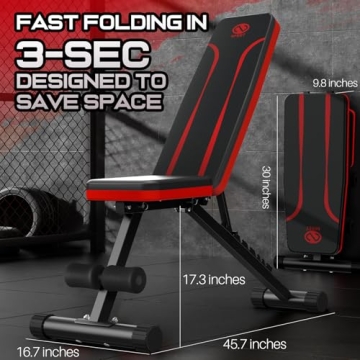 NFEET Adjustable Foldable Weight Bench for Home Gym