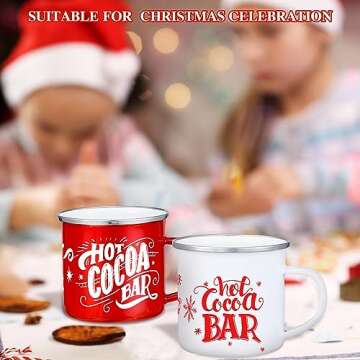 Yaomiao 9 Pcs Hot Cocoa Bar Enamel Mugs with Handles Christmas Coffee Mugs 12 oz Seasonal Enamel Cup Funny Novelty White and Red Tea Cups for Christmas (Cute Style)