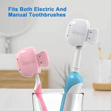 Mspan Toothbrush Head Cover Cap: Tooth Brush Travel Case Protector Plastic Clip Compatible with Manual & Electric Toothbrush for Adults Kids - 2 Packs