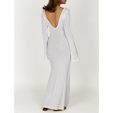 Saodimallsu Women's Crochet Maxi Dress Beach Cover Up
