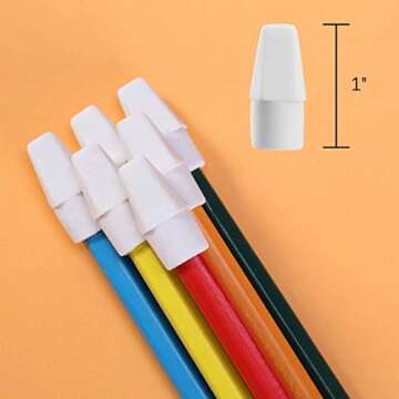 Mr. Pen- White Pencil Top Erasers, 120 pc,Eraser Caps for Pencils, Erasers for Pencils Tops,White Pencil Head Erasers, White