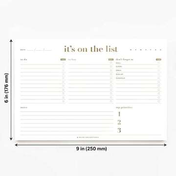 Bliss Collections To Do List Notepad, It's On the List, Magnetic Weekly and Daily Planner for Organizing and Tracking Grocery Lists, Appointments, Reminders, Priorities and Notes, 6"x9" (50 Sheets)