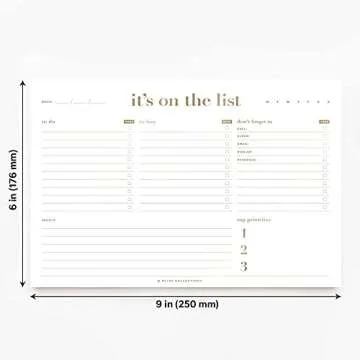 Bliss Collections To Do List Notepad, It's On the List, Magnetic Weekly and Daily Planner for Organizing and Tracking Grocery Lists, Appointments, Reminders, Priorities and Notes, 6"x9" (50 Sheets)