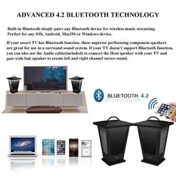 pohopa Bluetooth Speakers Waterproof, 2 Packs True Wireless Stereo Sound 20W Speakers Dual Pairing Lantern Indoor Outdoor Speakers with 20 Piece LED Lights, Rich Bass, Pinao Black