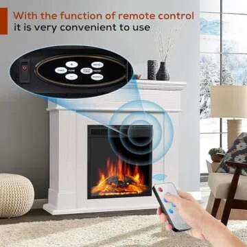 R.W.FLAME 43” Electric Fireplace Mantel Wooden Surround Firebox, TV Stand with Freestanding Electr...