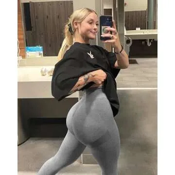 NORMOV 4 Piece Butt Lifting Workout Leggings for Women, Seamless Gym Scrunch Booty Lifting Sets(Black/Blue/Grey/Forest Green, XL)