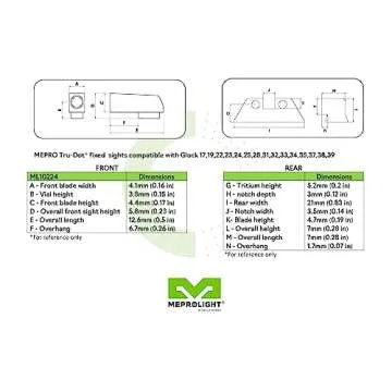 Meprolight Tritium Night Sights for Glock 17 19 22 23 Models