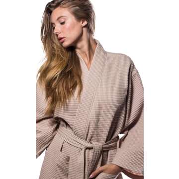Turquaz Robes For Women Lightweight Unisex Waffle Kimono Bathrobe Mothers day Gifts