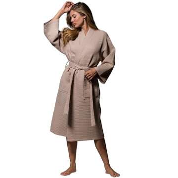 Turquaz Robes For Women Lightweight Unisex Waffle Kimono Bathrobe Mothers day Gifts
