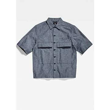G-STAR Pocketony Short Sleeve Button Down Shirt, Nitro/White, Small