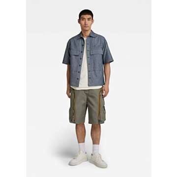 G-STAR Pocketony Short Sleeve Button Down Shirt, Nitro/White, Small