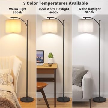 SUNMORY Arc Floor Lamp with Remote and Adjustable Shade
