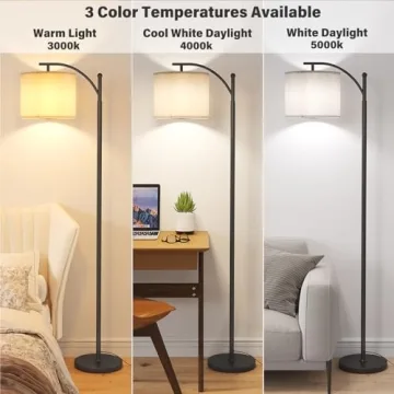 SUNMORY Arc Floor Lamp with Remote and Adjustable Shade