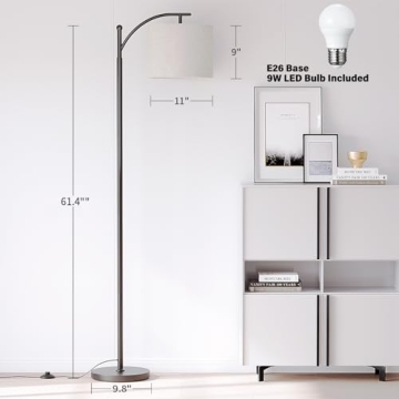 SUNMORY Arc Floor Lamp with Remote and Adjustable Shade