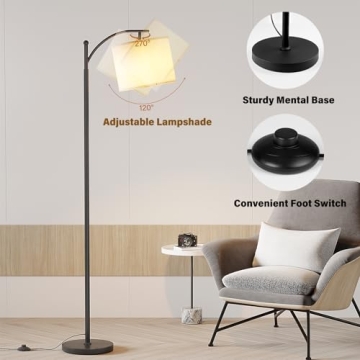 SUNMORY Arc Floor Lamp with Remote and Adjustable Shade