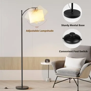 SUNMORY Arc Floor Lamp with Remote and Adjustable Shade