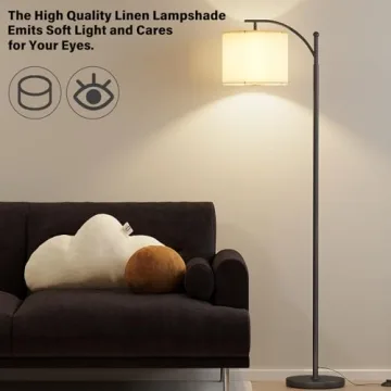 SUNMORY Arc Floor Lamp with Remote and Adjustable Shade