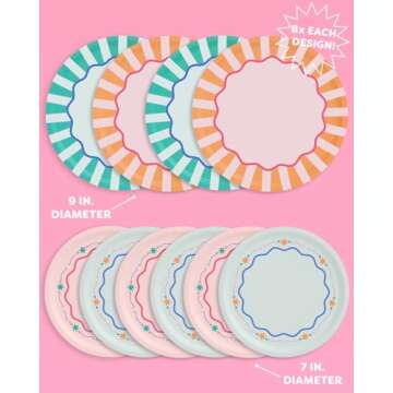 xo, Fetti Italian Summer Paper Plates - 32 pk, 16 9" plates + 16 7" plates | Bachelorette Party Deco...