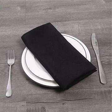 50pcs Black Polyester Cloth Napkins for Weddings & Events