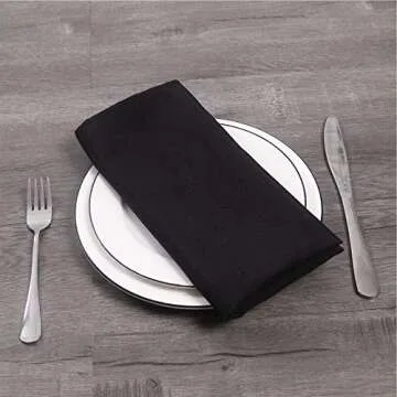 50pcs Black Polyester Cloth Napkins for Weddings & Events