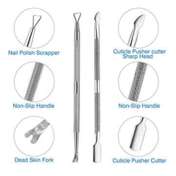 Professional Cuticle Nippers and Pusher Manicure Tool Set