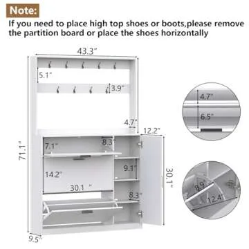 Gyfimoie Shoe Cabinet Storage for Entryway, Tall Shoe Organizer Cabinet with Coat Rack & 2 Flip Draw...