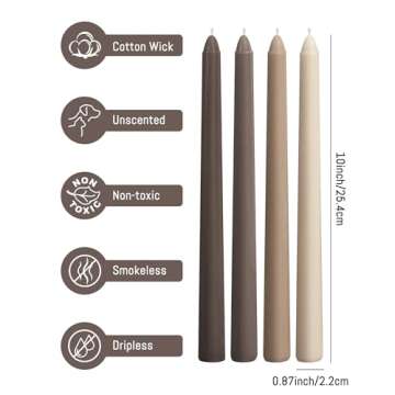 Elegant Viyffo Brown Taper Candles Set for Home Decor