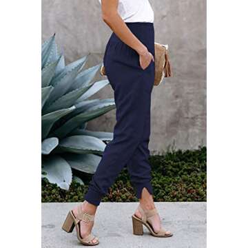 Schine Women's Bootcut Dress Pants Stretchy Cropped Office Pants with High Waist Business Casual Career Pants Dark Blue