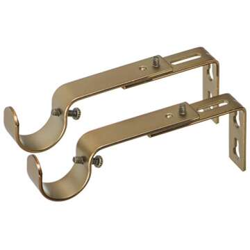 Ivilon Adjustable Brackets for Curtain Rods - for 1 or 1 1/8 Inch Rods. Set of 2 - Warm Gold