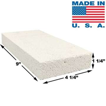 Lynn Manufacturing Insulating Fire Brick, Heat Insulation Block, Low Thermal Conductivity, 1.25" x 4.5" x 9" Split, Single Pack, 2300-F Rated, for Kilns, Forges, Furnaces, Soldering, 3143P