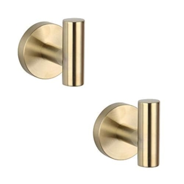 GERZWY Gold Stainless Steel Towel Hooks Set of 2