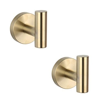 GERZWY Gold Stainless Steel Towel Hooks Set of 2