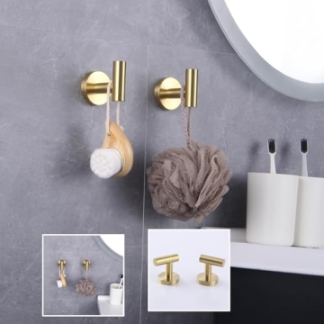 GERZWY Gold Stainless Steel Towel Hooks Set of 2