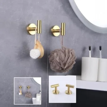 GERZWY Gold Stainless Steel Towel Hooks Set of 2